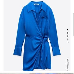 Zara Satin Royal Blue Short Wrap Dress